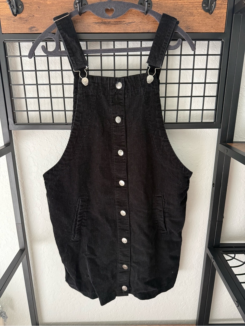 Celebrity Pink Black Corduroy Overall Dress